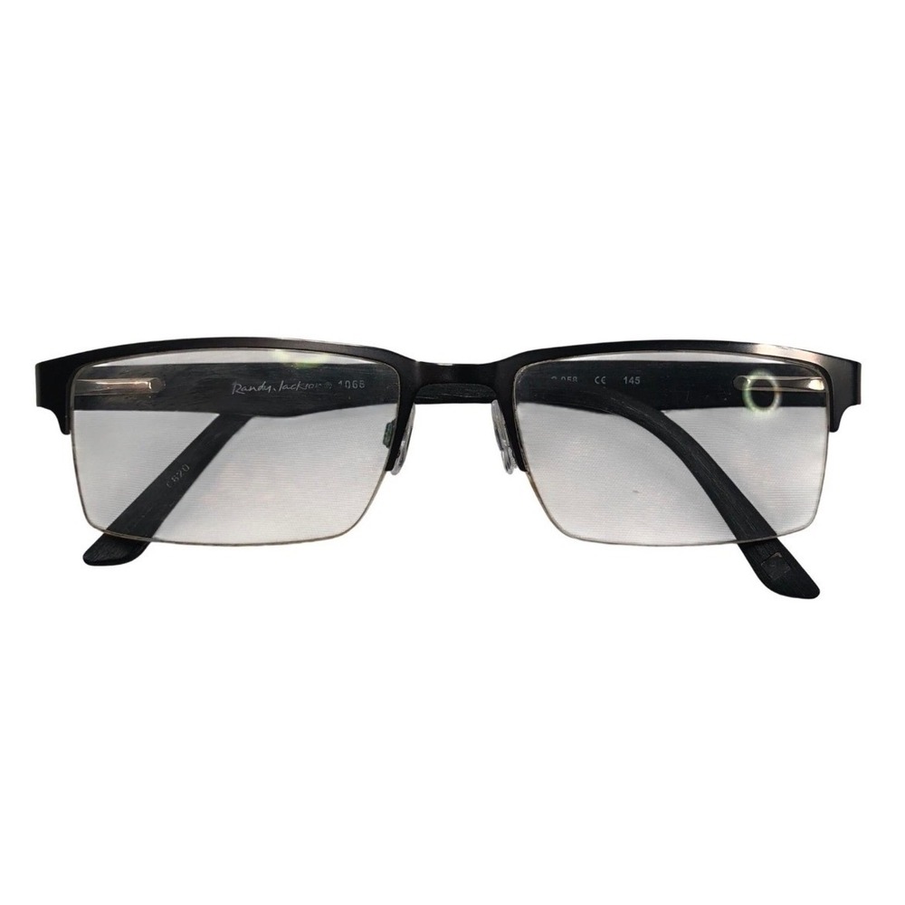 Randy Jackson 1068 Mens Eyeglasses Black Semi Rimless Rectangular 55-18-145
